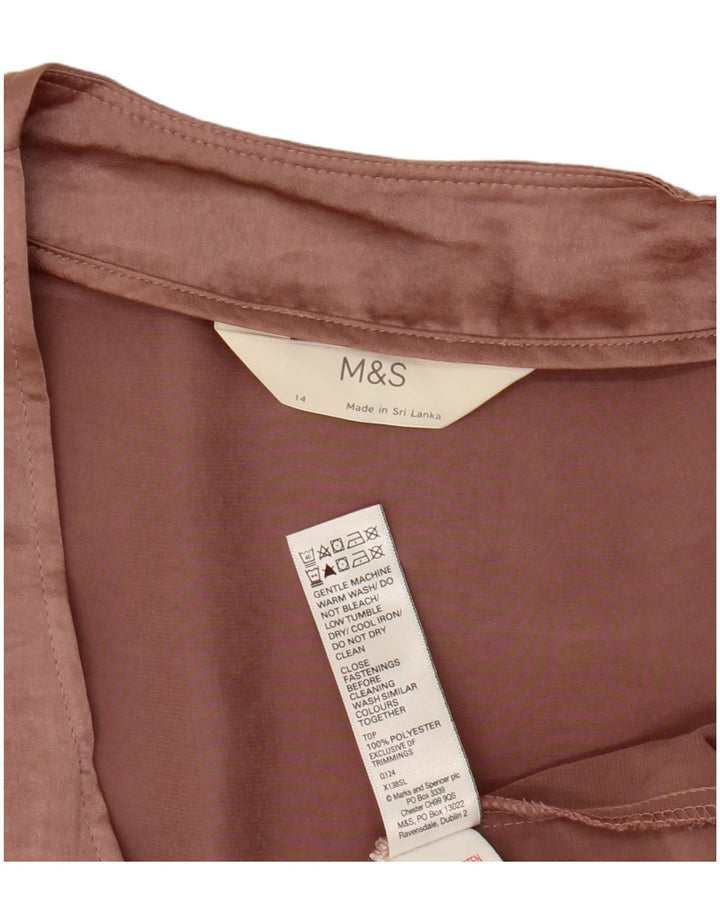 Blusa feminina sem mangas Marks & Spencer Reino Unido 14 grande poliéster rosa