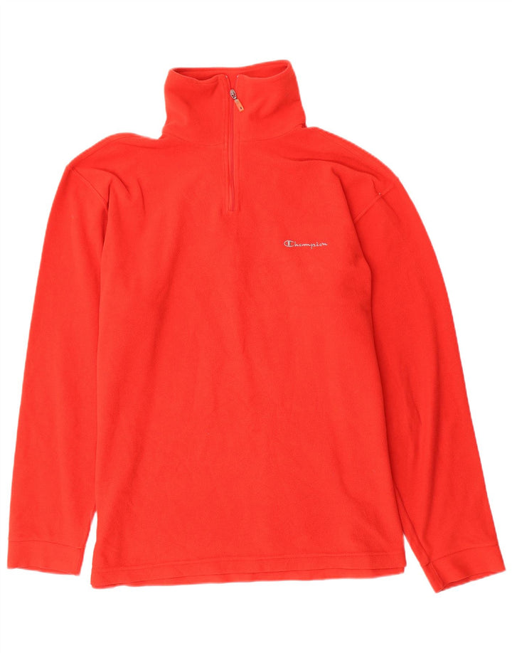 CHAMPION Suéter masculino de lã com zíper e gola XL poliéster vermelho