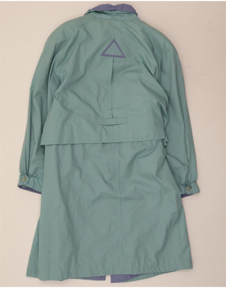 Trench Coat feminino vintage UK 12 poliéster colorblock verde médio