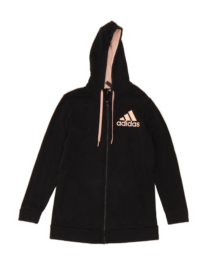 ADIDAS Womens Zip Hoodie Sweater UK 14 Medium Black Vintage Adidas and Second-Hand Adidas from Messina Hembry 