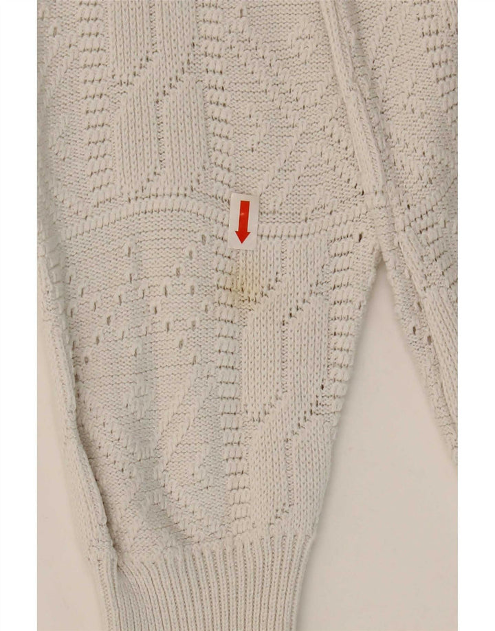 Suéter feminino vintage com decote em botão IT 42 acrílico branco médio