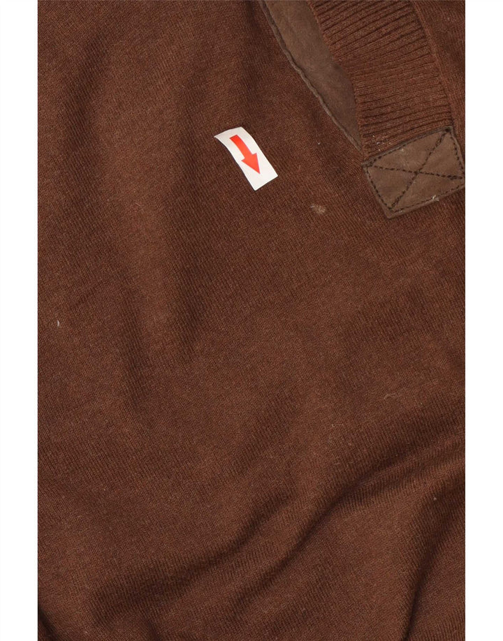 Suéter masculino Massimo Dutti com gola xale XL algodão marrom
