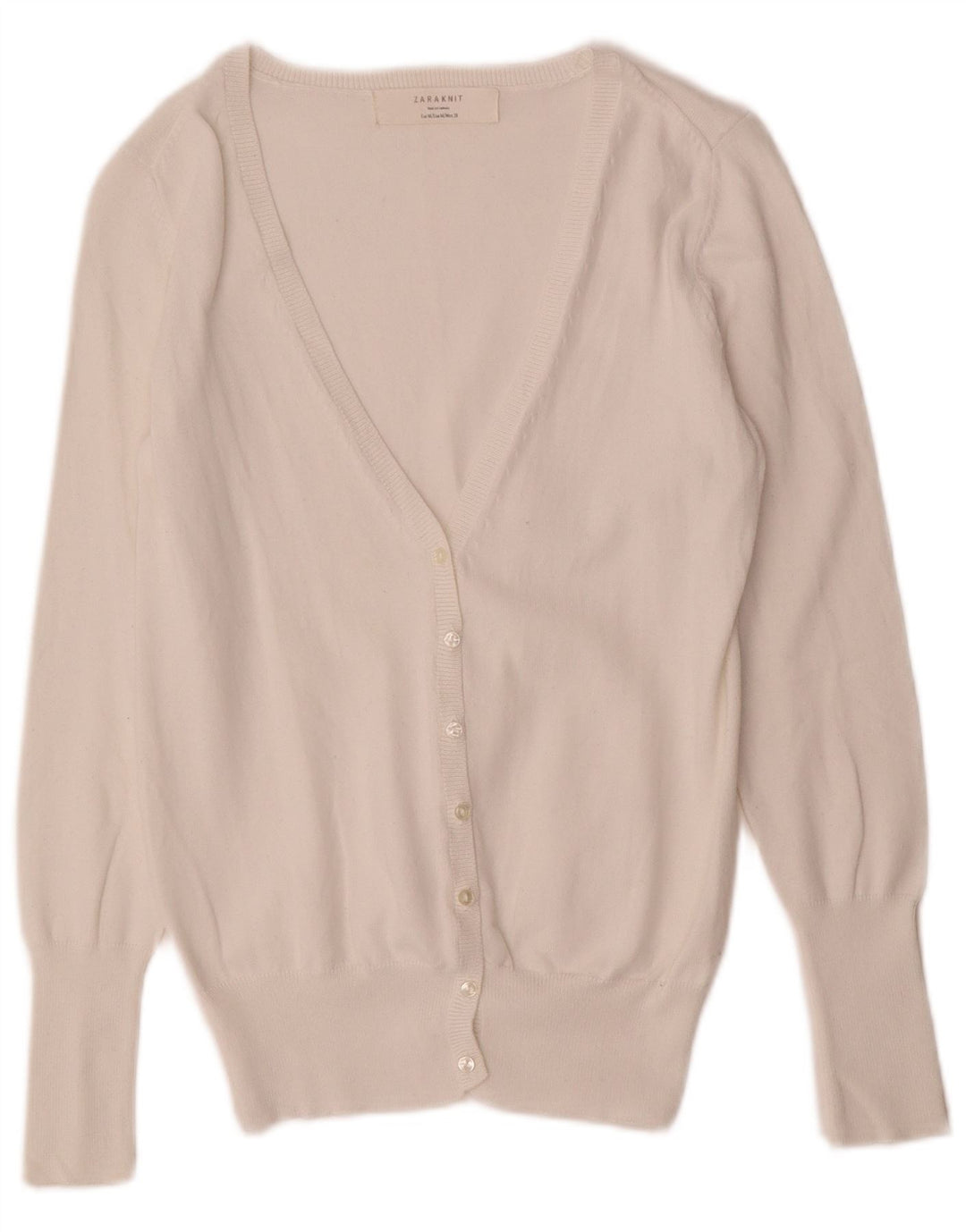 Suéter cardigã feminino Zara Reino Unido 12 médio branco