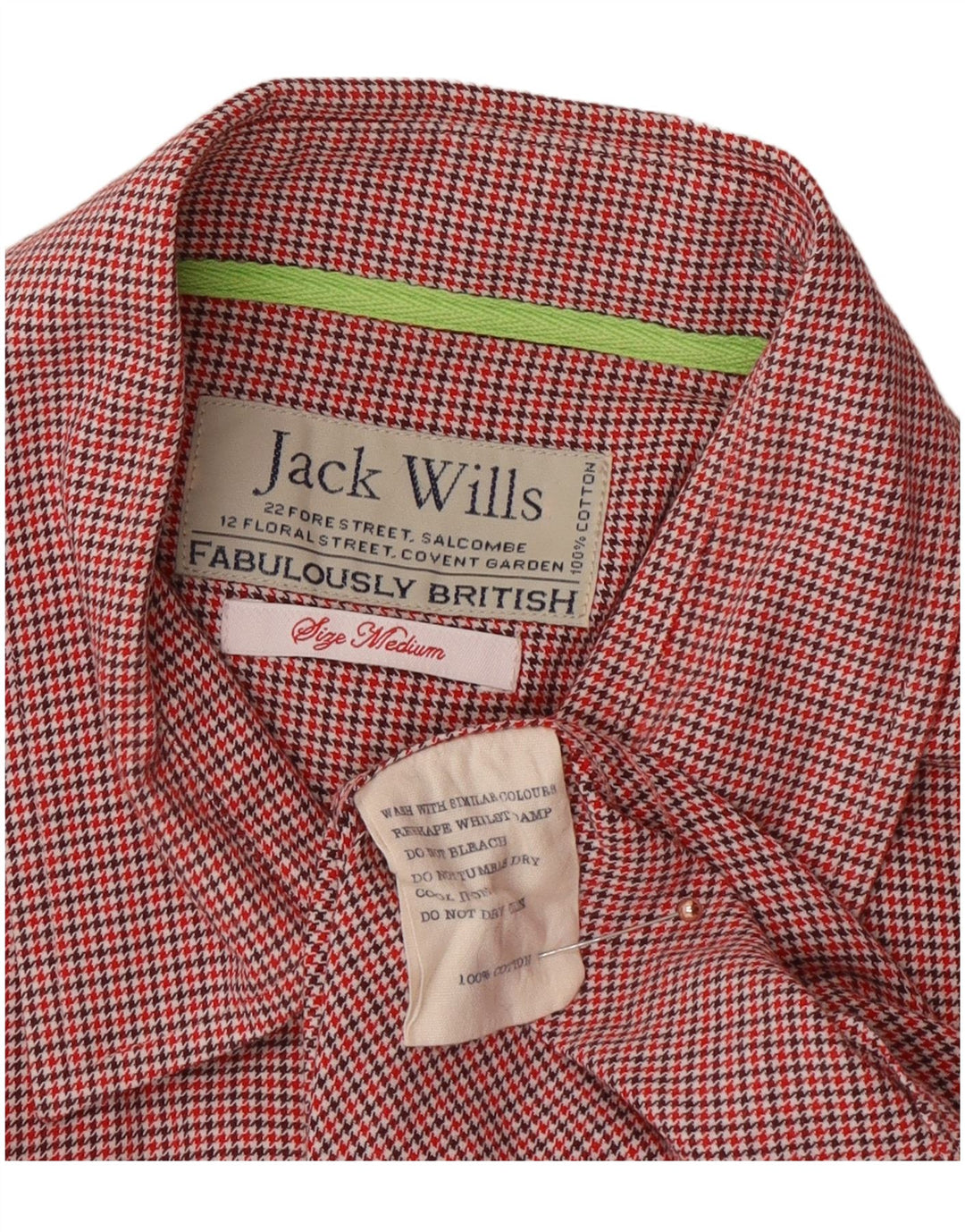 Camisa masculina JACK WILLS de algodão houndstooth vermelho médio
