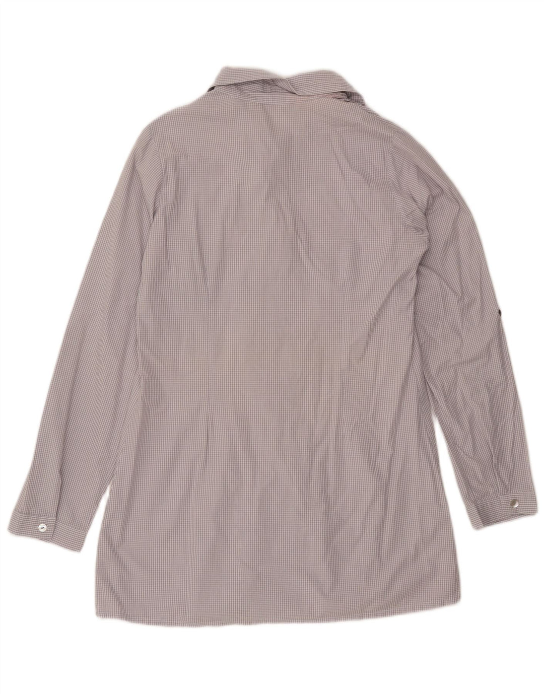 Blusa feminina Carrera Longline com babados na frente Reino Unido 18 XL cinza guingão