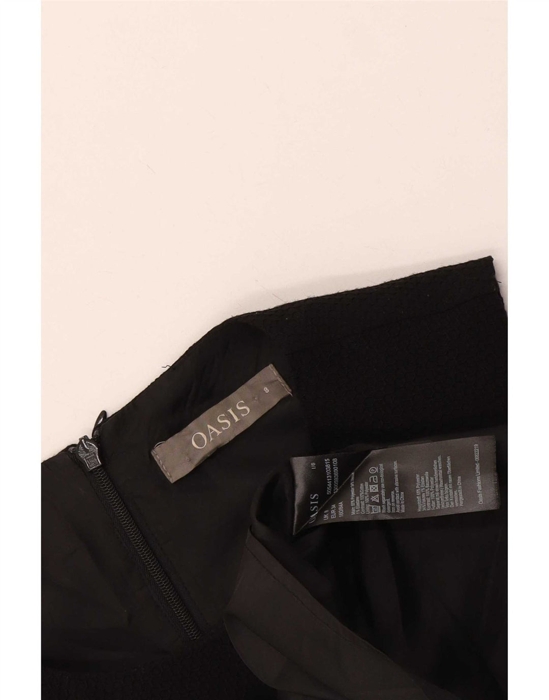 Vestido feminino Oasis sem mangas com bainha UK 8 pequeno poliéster preto