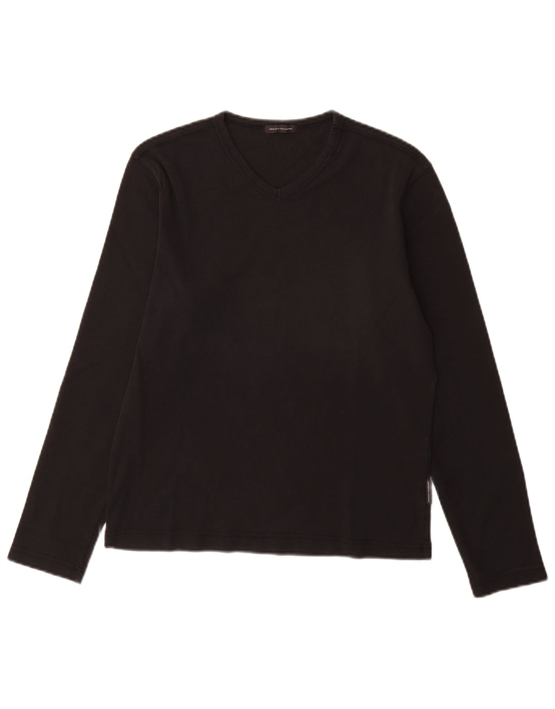 SERGIO TACCHINI Top feminino manga comprida UK 12 algodão preto médio