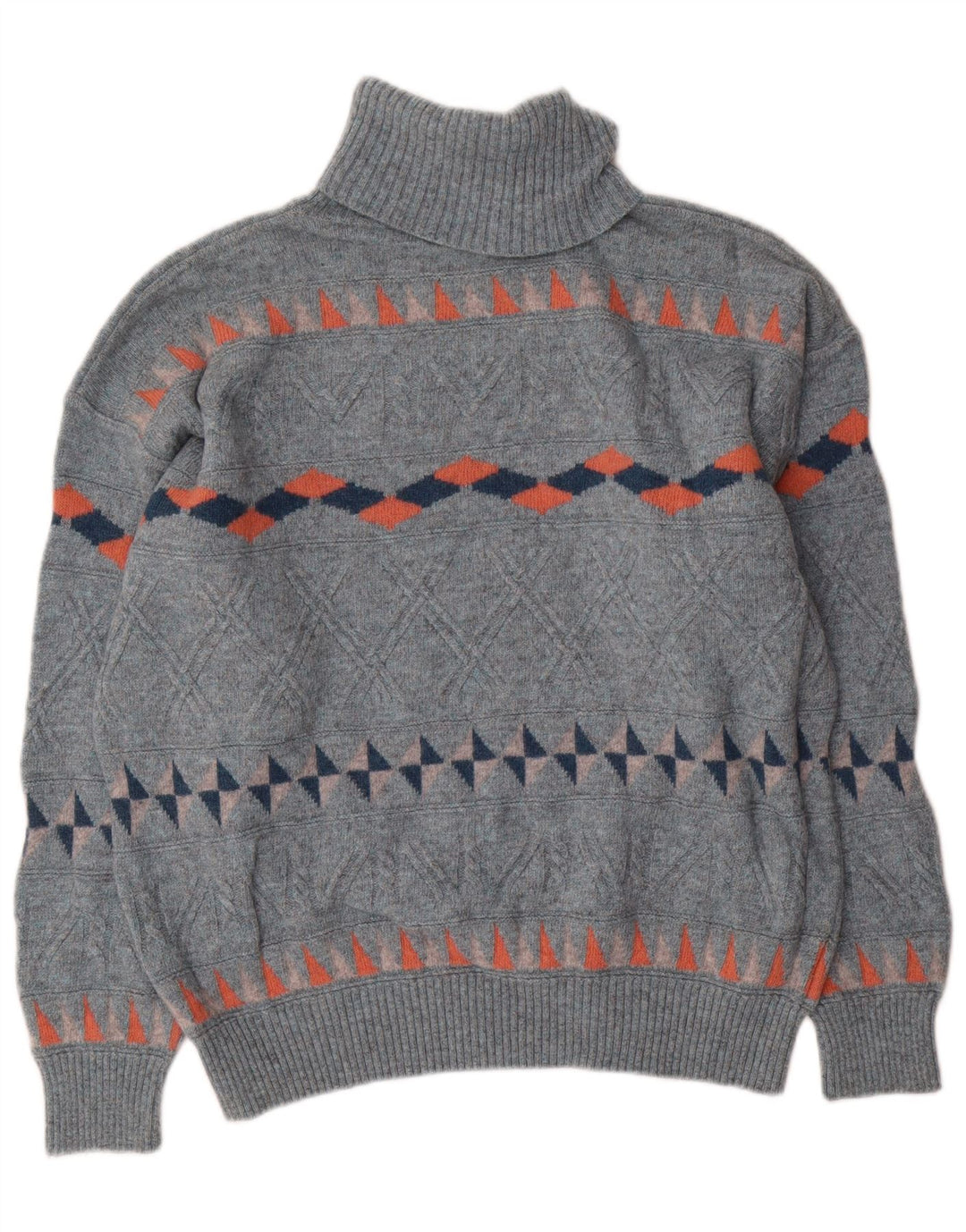 Suéter masculino Baroni com gola redonda IT 54 XL lã geométrica azul