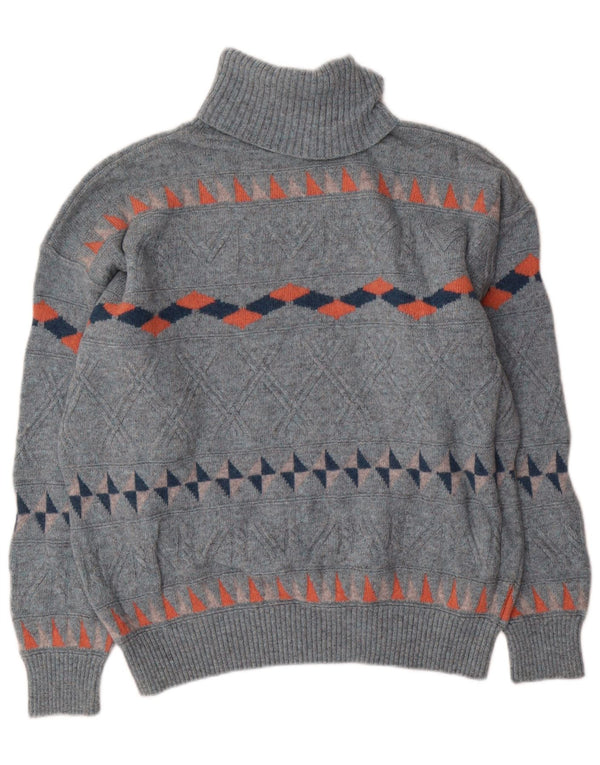 Suéter masculino Baroni com gola redonda IT 54 XL lã geométrica azul