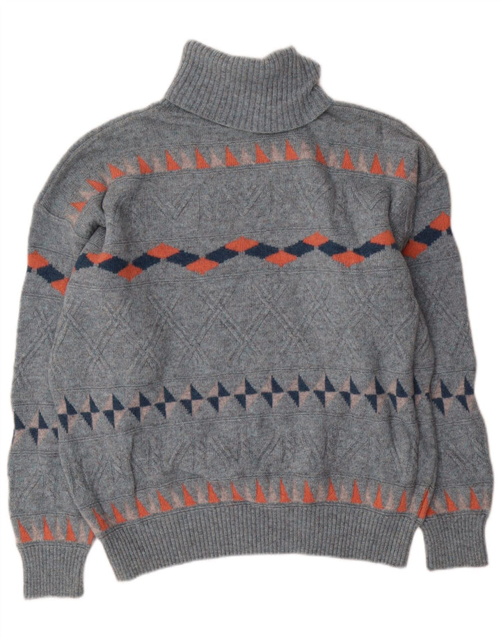 Suéter masculino Baroni com gola redonda IT 54 XL lã geométrica azul