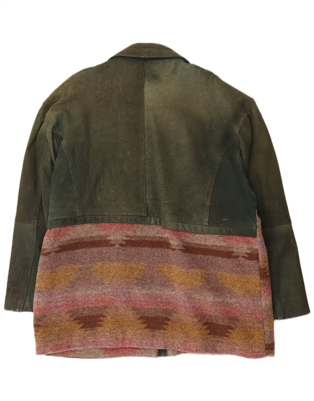 Jaqueta de couro masculina vintage EU 52 XL couro geométrico verde