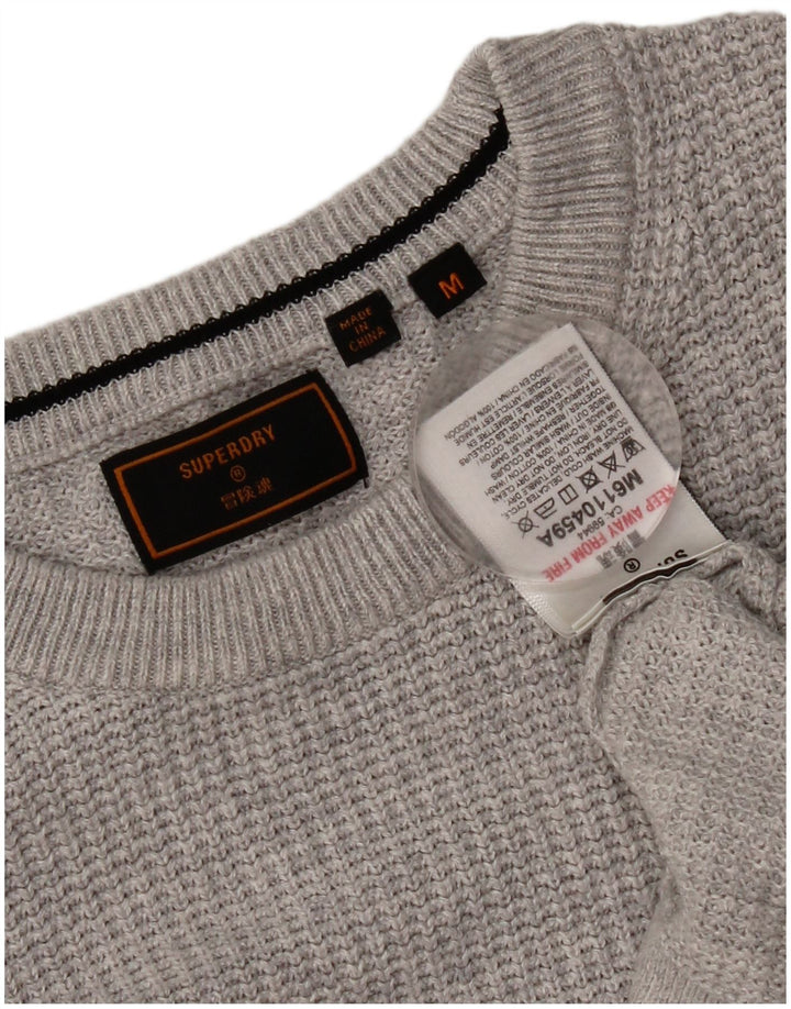 Suéter masculino Superdry com gola redonda e algodão cinza médio