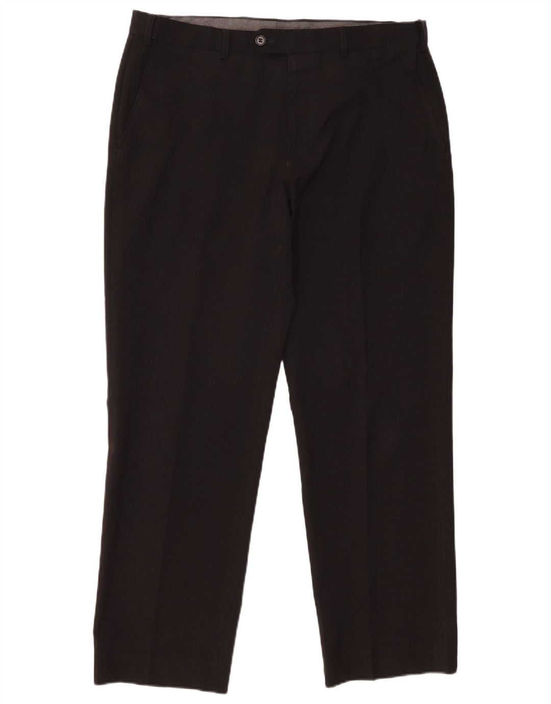 Calça masculina de ajuste regular Marks & Spencer W34 L27 poliéster preto