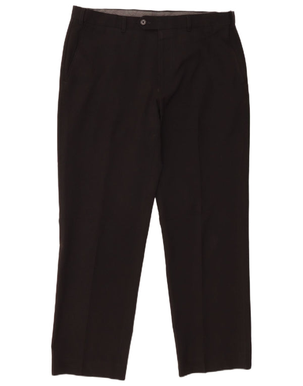 Calça masculina de ajuste regular Marks & Spencer W34 L27 poliéster preto
