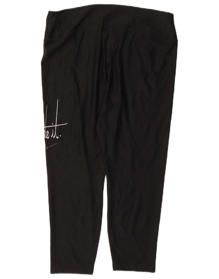 Calça legging feminina Nike Dri Fit Graphic Capri UK 18 XL preta poliéster