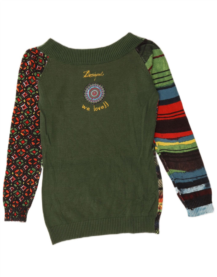 Suéter feminino Desigual com gola canoa e gola redonda UK 14 médio multicolorido