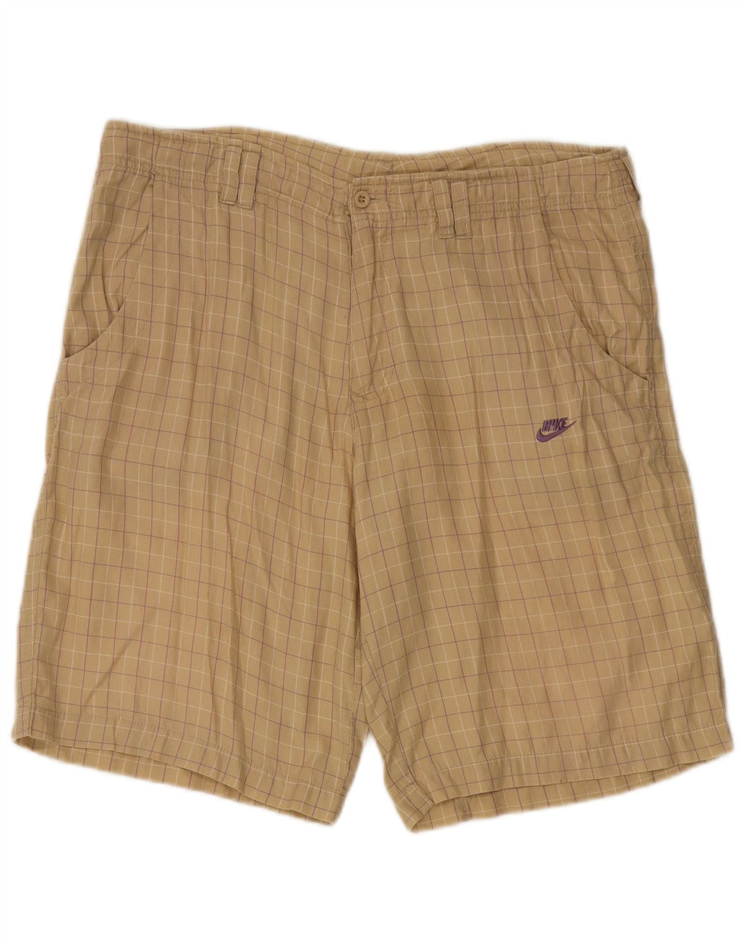 Nike Masculino Casual Shorts Médio W36 Bege Check Viscose