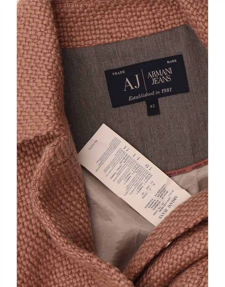 Armani Jeans Jaqueta blazer feminina de malha com 4 botões UE 42 grande marrom acrílico