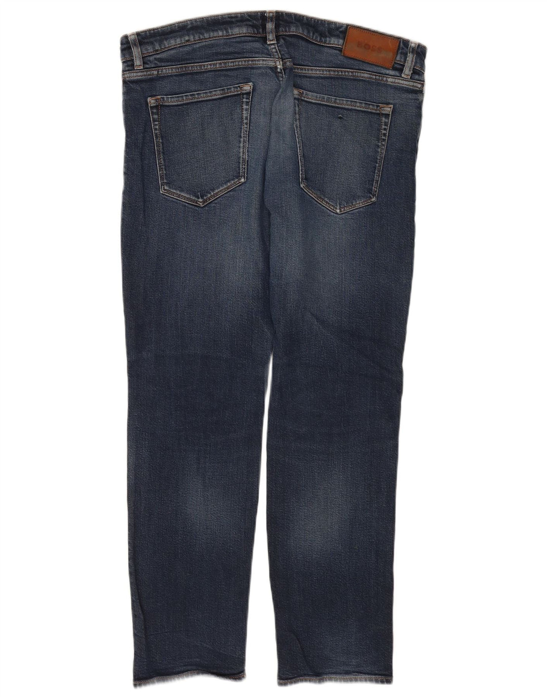 Hugo Boss Mens Straight Jeans W36 L30 Azul Algodão