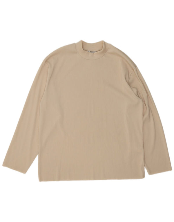 Zara Mens Top Manga Longa XL Bege Poliéster
