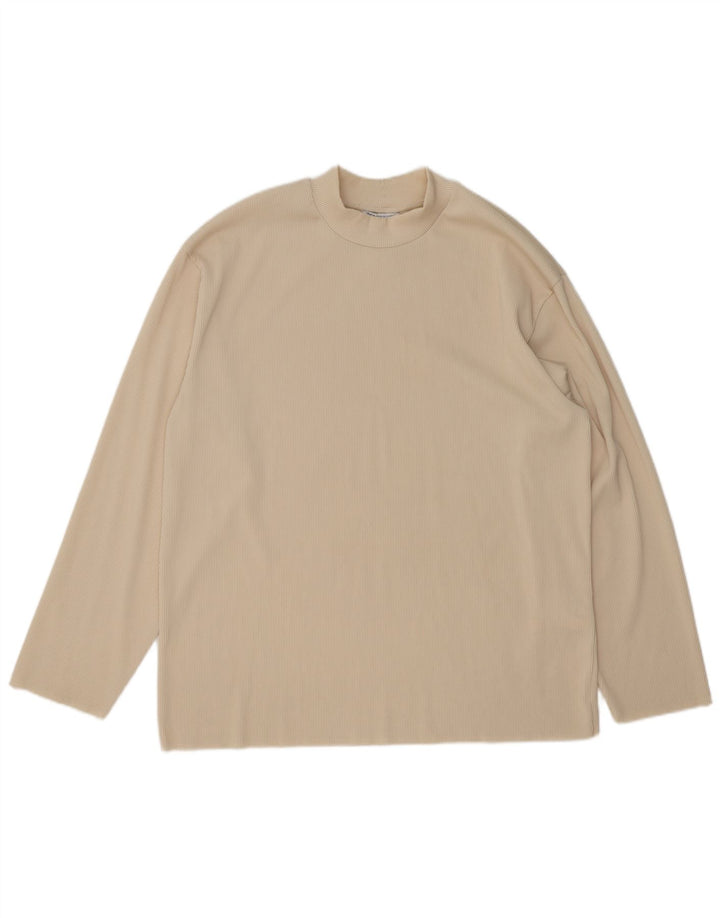Zara Mens Top Manga Longa XL Bege Poliéster