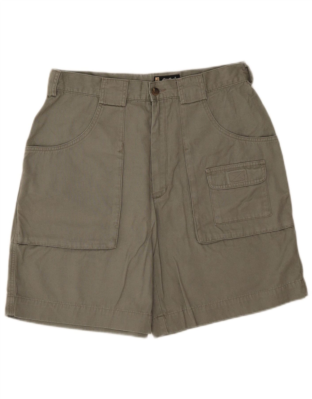 Shorts cargo feminino Eddie Bauer EUA 12 grande W32 algodão cáqui