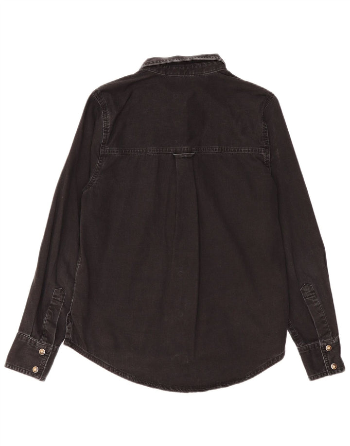 Camisa jeans feminina MARKS & SPENCER UK 8 pequena algodão preto