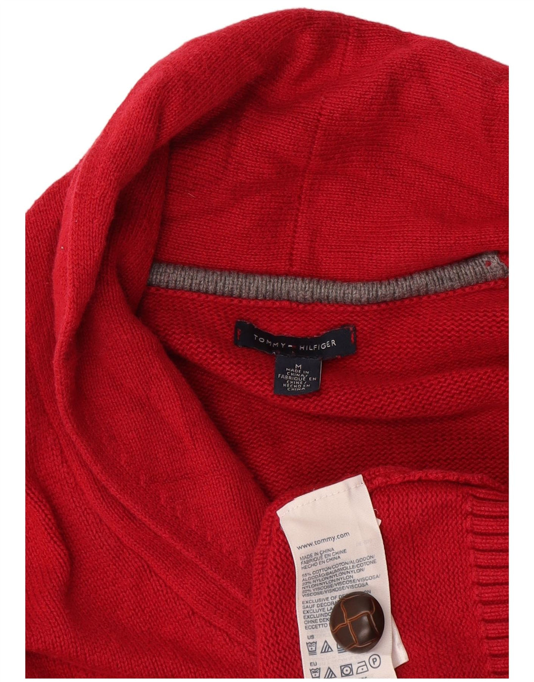 Suéter cardigã feminino Tommy Hilfiger Reino Unido 12 algodão vermelho médio
