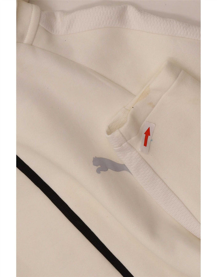 Suéter Puma masculino com capuz e zíper médio algodão branco