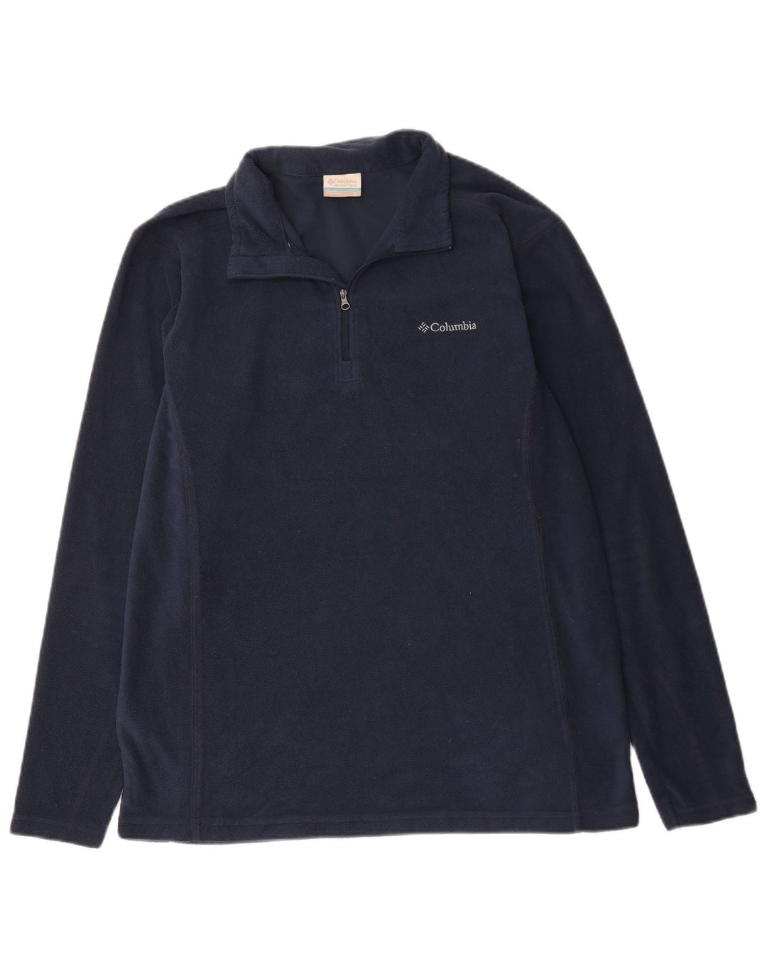 Suéter de lã Columbia masculino com zíper e gola grande azul marinho poliéster