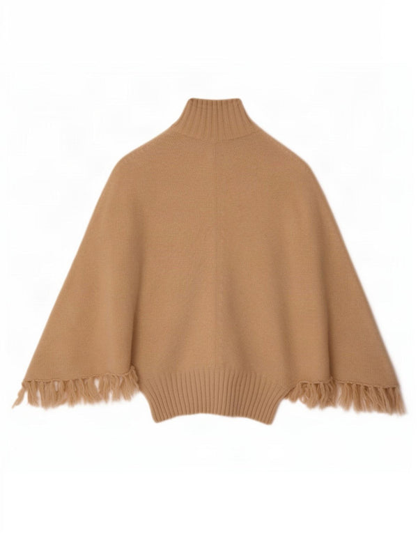 Cecilia Benetti Poncho Jumper feminino com zíper e gola UK 14 Médio Bege Floral