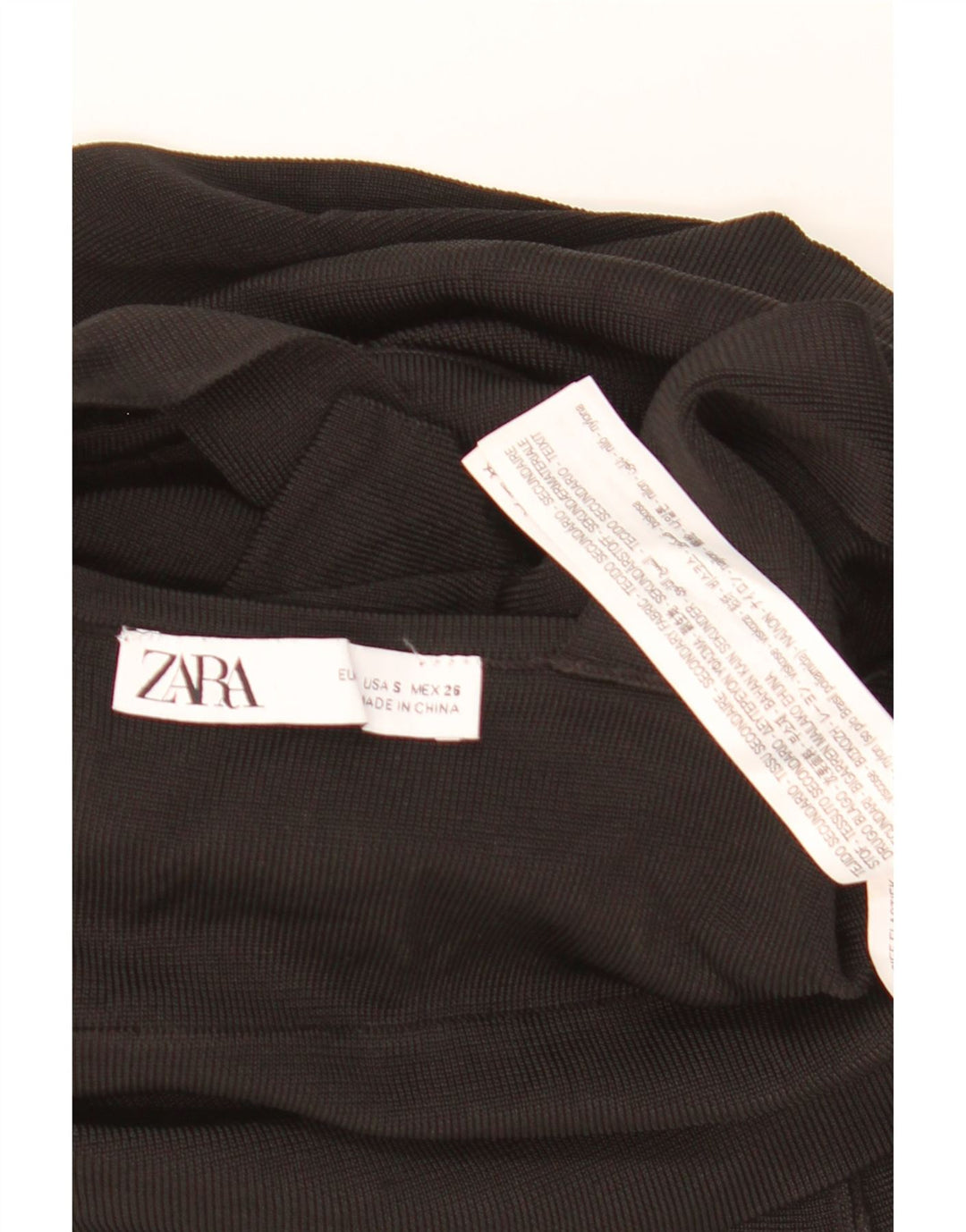 ZARA Mini saia feminina em camadas pequena W28 viscose preta