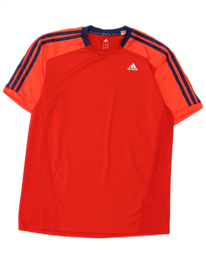 Camiseta masculina Adidas Climacool Top médio vermelho colorblock poliéster