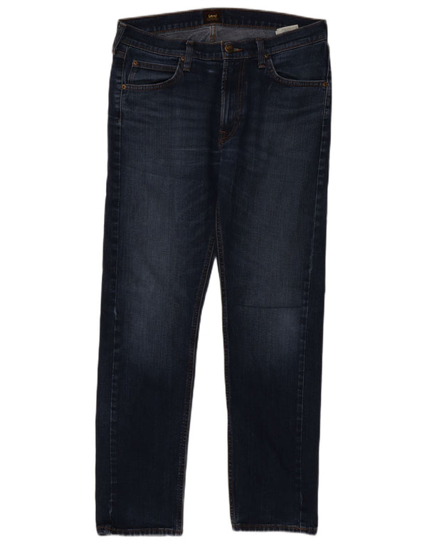 Lee Mens Daren Zip Fly Straight Jeans W33 L32 Azul Marinho Algodão