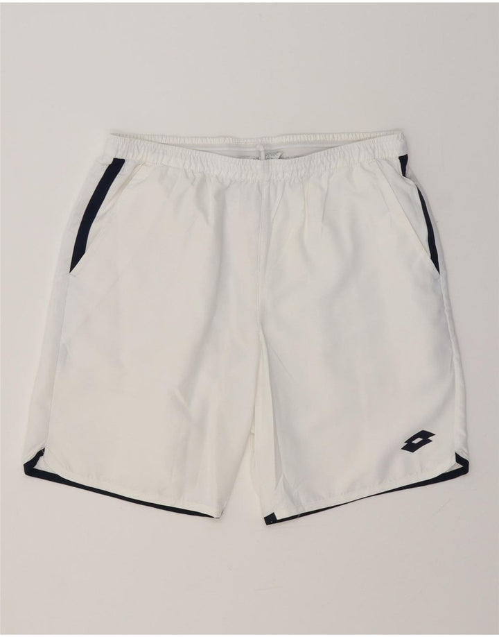 LOTTO Mens Sport Shorts Pequeno Poliéster Branco