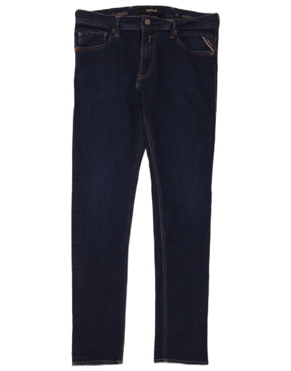 Replay Masculino Jondrill Skinny Jeans W34 L32 Azul Marinho Algodão