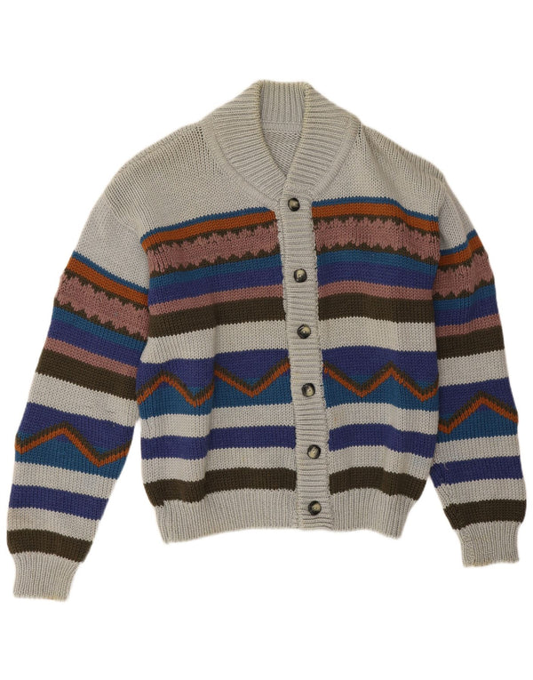 Suéter Cardigan Masculino Vintage XL Listrado Multicolorido