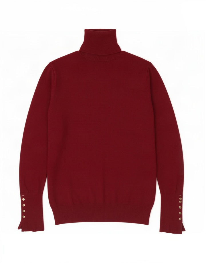 Zara Suéter feminino com gola redonda e gola redonda, Reino Unido 12 Médio Borgonha