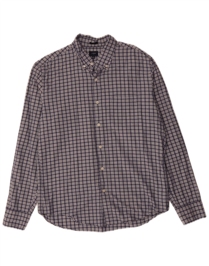 J. CREW Camisa masculina slim grande algodão xadrez azul marinho