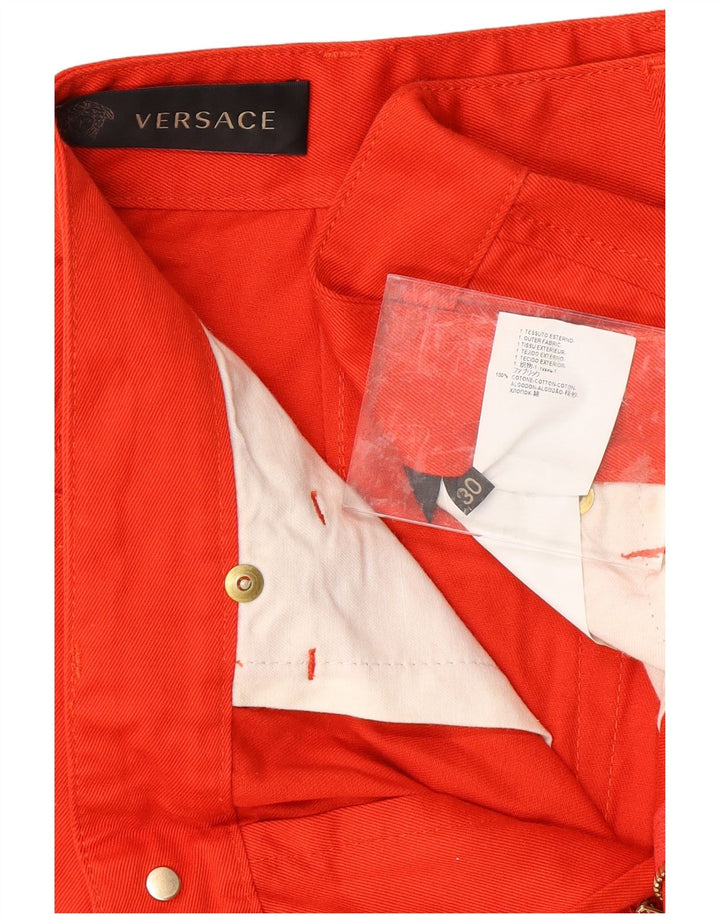 Calça feminina reta casual VERSACE W30 L26 algodão vermelho