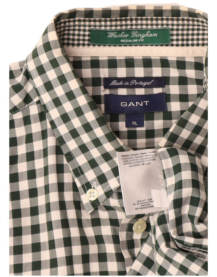 Gant Camisa masculina de flanela de ajuste regular XL verde algodão guingão