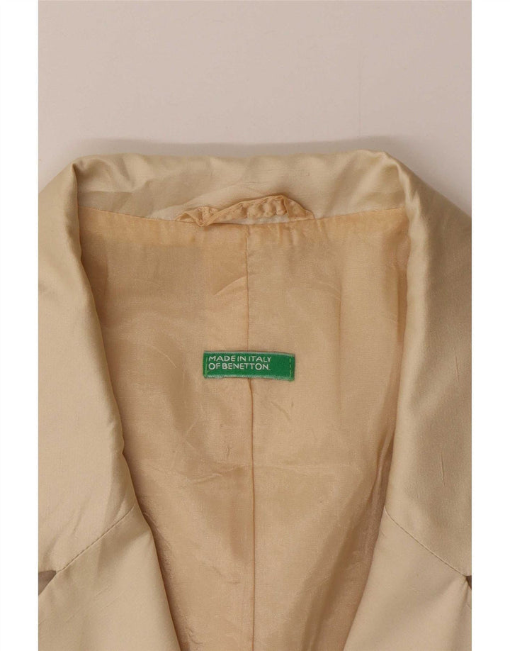Jaqueta Blazer Feminina Benetton Crop 3 Botões IT 44 Poliéster Bege Médio