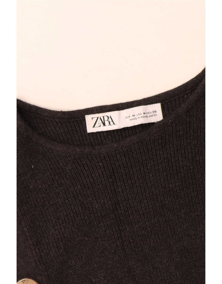 Suéter feminino Zara com gola canoa e algodão cinza médio