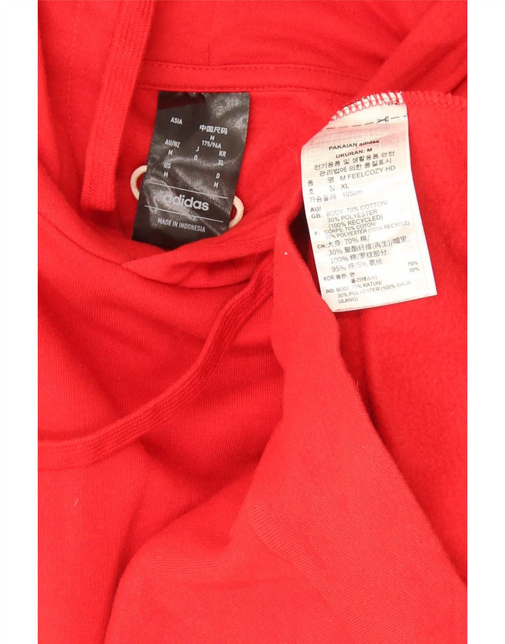 Adidas Mens Hoodie Jumper Médio Algodão Vermelho