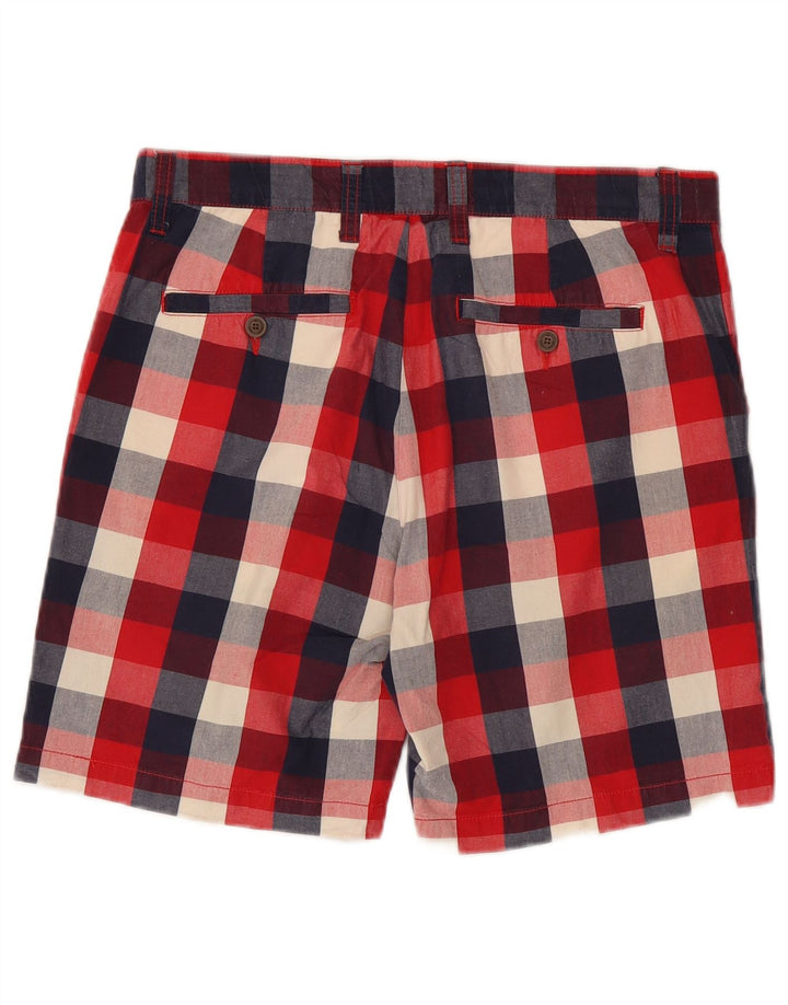 Zara Mens Chino Shorts EU 42 Grande W32 Vermelho Gingham