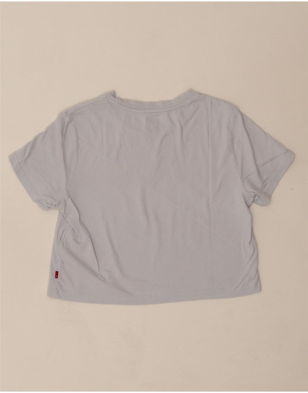 LEVI'S Womens Oversized Crop Graphic T-Shirt Top UK 2 2XS Blue Cotton Vintage Levi's and Second-Hand Levi's from Messina Hembry 