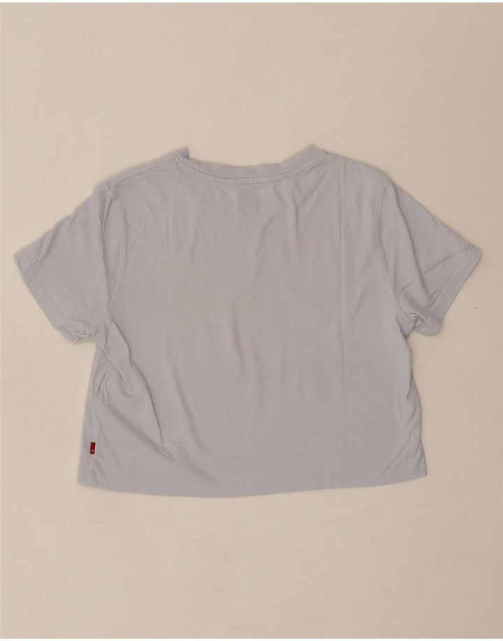 LEVI'S Womens Oversized Crop Graphic T-Shirt Top UK 2 2XS Blue Cotton Vintage Levi's and Second-Hand Levi's from Messina Hembry 