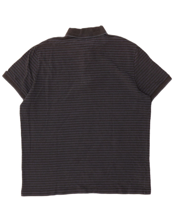 Camisa polo masculina Lacoste Regular Fit tamanho 7 2XL algodão listrado preto