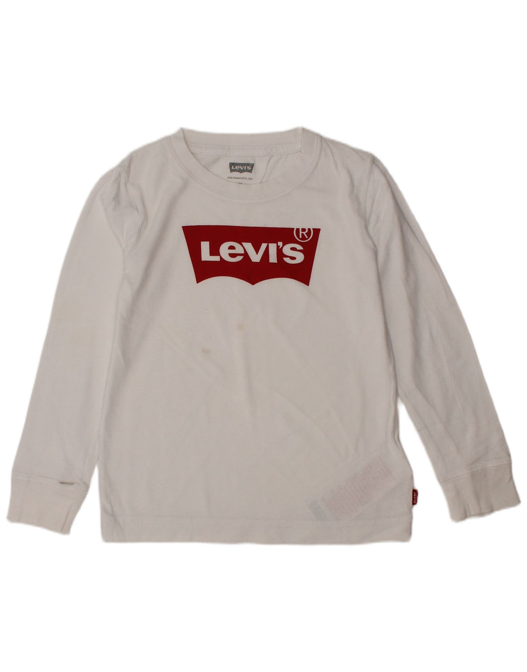 LEVI'S Boys Graphic Top manga comprida 3-4 anos algodão branco