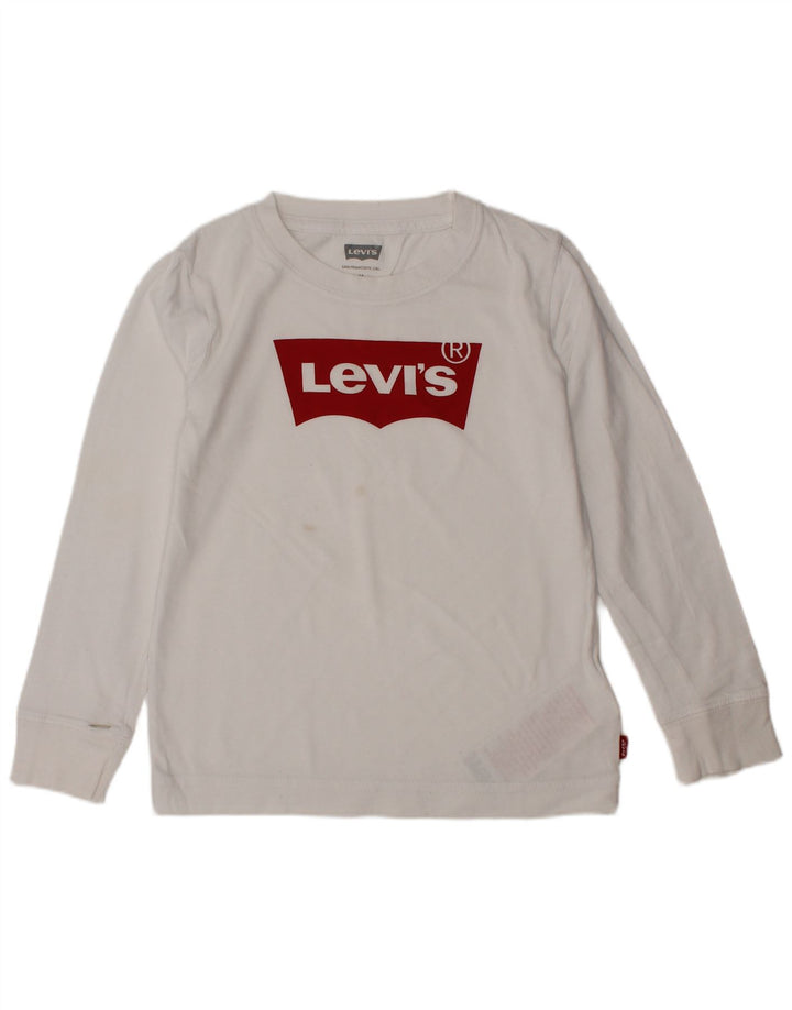 LEVI'S Boys Graphic Top manga comprida 3-4 anos algodão branco